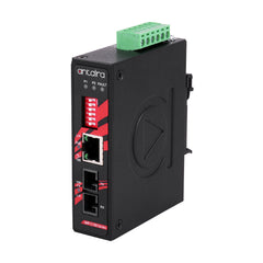 Antaira IMP-C100-M-T Compact 10/100TX To 100FX Industrial PoE+ Media Converter | Multi-Mode 2KM | SC Connector; EOT -40°C ~ 80°C | Blackhawk Supply