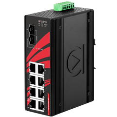 Antaira LNP-1002G-10G-SFP 10-Port Industrial Gigabit PoE+ Unmanaged Ethernet Switch | with 8*10/100/1000Tx (30W/Port) and 2*10G SFP+ Slots | Blackhawk Supply
