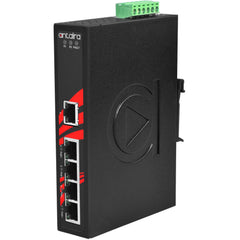 Antaira LNP-0500 5-Port Industrial PoE+ Unmanaged Ethernet Switch | w/4*10/100Tx (30W/Port) + 1*10/100Tx | Blackhawk Supply