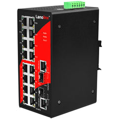 Antaira LNX-1802G-T 18-Port Industrial Unmangaed Ethernet Switch | w/16*10/100TX + 2 *GigE Combo Ports; EOT: -40~80C | Blackhawk Supply