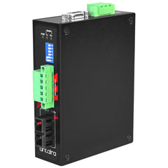 Antaira STF-401C-CS30-T Industrial Compact RS-232/422/485 To Fiber Converter | Single-Mode 30KM | SC Connector | -40°C ~ 70°C | Blackhawk Supply