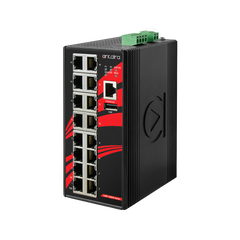 Antaira LMP-1600G-T 16-Port Industrial Gigabit PoE+ Light Layer 3 Managed Ethernet Switch | w/16*10/100/1000Tx (30W/port) | EoT: -40°C~75°C | Blackhawk Supply