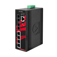 LMX-0602-M-T-V2 | 6-Port Industrial Light Layer 3 Managed Ethernet Switch | with 4*10/100Tx and 2*100Fx Multi-Mode 2Km | 12~48VDC Power Input; EOT: -40°C to 75°C; Version 2 Hardware | Antaira