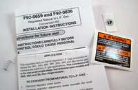 F92-0659 | Natural To Regulated LP Gas Conversion Kit For Use On Single Stage 36C D E F G H | WHITE-RODGERS