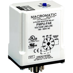 Macromatic PMPU-FA8 3-phase monitor relay | 190-500 VAC | 8 pin plug-in 10 Amp SPDT relay | phase loss | reversal | unbalance | over/under voltage - fixed | Blackhawk Supply