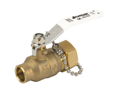 Jomar 100-663G S-100HSG | 1/2" | x 3/4" | Hose 2 Piece | Full Port | Solder x Hose Connection | 600 WOG | Stainless Steel Ball and Stem | with Cap and Chain | Blackhawk Supply