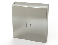 SCE-60EL6012SSST | NEMA 3R, 12, 4, 4X | S.S. 2DR EL Sloping Top Enclosure, 60H x 60W x 12D | Saginaw