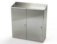 SCE-72XEL7324SSST | NEMA 3R, 12, 4, 4X | S.S. 2DR XEL Sloping Top Enclosure, 72H x 73W x 24D | Saginaw
