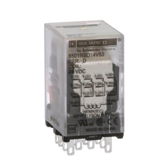 Square D 8501RSD14V53 Plug in relay, Type R, miniature, 0.5 HP at 277 VAC, 8A resistive at 120 VAC, 14 blade, 4PDT, 4 NO, 4 NC, 24 VDC coil | Blackhawk Supply