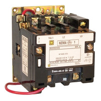 8502SCO2V03 | NEMA Contactor, Type S, nonreversing, Size 1, 27A, 3 pole, 220/240 VAC 50/60 Hz coil, open style | Square D