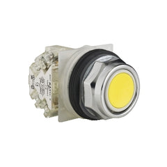 Square D 9001KR1YH13 Push-button, Harmony 9001K, metal, flush, yellow, 30mm, spring return, 1 C/O | Blackhawk Supply