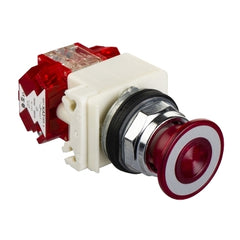 Square D 9001KR9P35RH25 Illuminated push-button, Harmony 9001K, metal, mushroom 41mm, red, 30mm, 2 positions, push-pull, 24-28V, 1 NC late + 1 NC | Blackhawk Supply