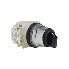 Square D 9001KS46BH2 30mm push button, Type K, 3 position selector switch, 6A inductive at 120VAC, 2NO/2NC contacts, black knob, NEMA 4, 13 | Blackhawk Supply
