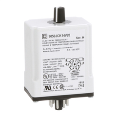 Square D 9050JCK14V20 Timing Relay, Type JCK, plug In, on delay, adjustable time, 1.2 to 120 seconds, 10A, 240 VAC, 120 VAC/110 VDC | Blackhawk Supply
