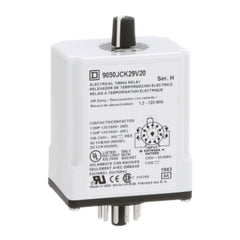 Square D 9050JCK29V20 Timing Relay, Type JCK, plug In, off delay, adjustable time, 1.2 to 120 minutes, 10A, 240 VAC, 120 VAC/110 VDC | Blackhawk Supply