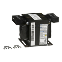 9070T250D23 | Transformer, Type T, industrial control, 250 VA, 120/240 VAC primary / 24 VAC secondary, 1 phase, 50/60 Hz, 80 °C rise | Square D