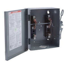 Square D 92251 Safety switch, double through, non fusible, 30A, 240V, 2 poles, NEMA 1, fuse class T4 | Blackhawk Supply
