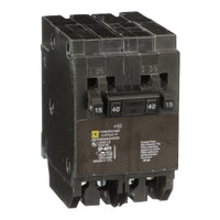 HOMT1515240 | Tandem mini circuit breaker, Homeline, 2 x 1 pole at 15A, 1 x 2 pole at 40A, 120/240 VAC, 10 kA AIR, plug in mount | Square D by Schneider Electric