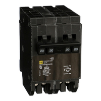 HOMT1515250 | Tandem mini circuit breaker, Homeline, 2 x 1 pole at 15A, 1 x 2 pole at 50A, 120/240 VAC, 10 kA AIR, plug in mount | Square D