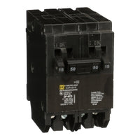 HOMT1515250 | Tandem mini circuit breaker, Homeline, 2 x 1 pole at 15A, 1 x 2 pole at 50A, 120/240 VAC, 10 kA AIR, plug in mount | Square D by Schneider Electric