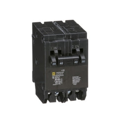 Square D HOMT2020240 Tandem miniature circuit breaker, Homeline, 2 x 1 pole at 20A, 1 x 2 pole at 40A, 120/240 VAC, 10 kA AIR, plug in | Blackhawk Supply
