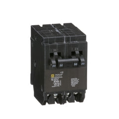 Square D HOMT2020250 Tandem mini circuit breaker, Homeline, 2 x 1 pole at 20A, 1 x 2 pole at 50A, 120/240 VAC, 10 kA AIR, plug in mount | Blackhawk Supply
