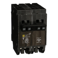 Square D HOMT220220 Quad tandem mini circuit breaker, Homeline, 2 x 2 pole at 20A, 120/240 VAC, 10 kA AIR, plug in mount | Blackhawk Supply