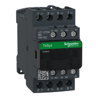 LC1DT20BD | IEC contactor, TeSys Deca, nonreversing, 20A resistive, 4 pole, 4 NO, 24VDC coil, open style | Square D by Schneider Electric