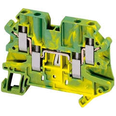 Square D NSYTRV44PE Double Deck Protective Earth Terminal Block, Nominal c.s.a. 4 mm, 1 pole - 2x2, Green and Yellow | Blackhawk Supply