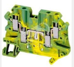 Square D NSYTRV44PE Double Deck Protective Earth Terminal Block, Nominal c.s.a. 4 mm, 1 pole - 2x2, Green and Yellow | Blackhawk Supply