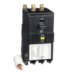Square D QOB330GFI Mini circuit breaker, QO, 30A, 3 pole, 208Y/120VAC, 10kA, 6mA grd fault A, pigtail, bolt on mount | Blackhawk Supply