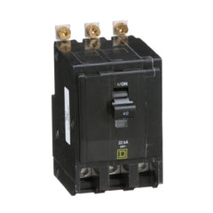 Square D QOB340VH Mini circuit breaker, QO, 40A, 3 pole, 120/240 VAC, 22 kA, bolt on mount  | Blackhawk Supply