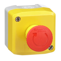 XALK178H7 | Harmony XALK Complete Control Station, Yellow with 1 Red Mushroom Head Pushbutton, 40mm Turn to Release, 1 NC, NEMA 13/4X | Square D