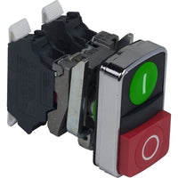 XB4BL734155 | GREEN FLUSH/RED PROJECTING ILLUMINATED DOUBLE-HEADED PUSHBUTTON Dia 22 1NO+1NC | Square D