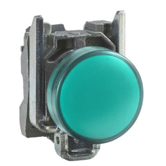 Square D XB4BVM3 Pilot light, Harmony XB4, grey plastic, green, 22mm, universal LED, plain lens, 230...240V AC | Blackhawk Supply
