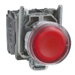 Square D XB4BW34B5 Pushbutton, LED, Red Flush Complete illum 22mm spring return 1NO+1NC 24V | Blackhawk Supply