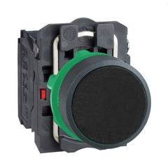 Square D XB5AA25 Push button, plastic, flush, black, Ø22, spring return, unmarked, 1 NO + 1 NC | Blackhawk Supply