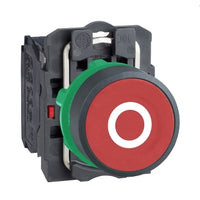XB5AA4322 | Push button, Harmony XB5, plastic, flush, red, 22mm, spring return, marked O, 1NC | Square D