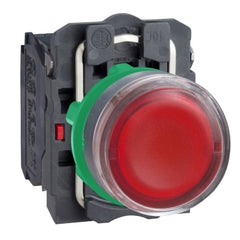 Square D XB5AW34B5 Harmony Flush Complete Illuminated Pushbutton, 22mm, Red, Spring Return, 1NO + 1NC, 24V AC/DC | Blackhawk Supply