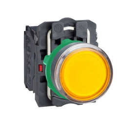 Square D XB5AW35G5 Harmony Flush Complete Illuminated Pushbutton, 22mm, Orange, Spring Return, 1NO + 1NC, 110-120V AC/DC | Blackhawk Supply