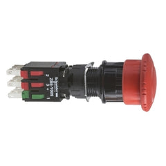Square D XB6AS8342B Complete emergency stop push button, Harmony XB6, 16mm, red pushbutton 30mm, trigger/latching key release, 1NO, key 200 | Blackhawk Supply