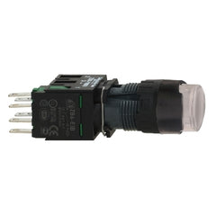 Square D XB6AW1B1B Complete illuminated push button, Harmony XB6, white projecting illum pushbutton Ø 16 spring return 1 NO 12...24 V | Blackhawk Supply