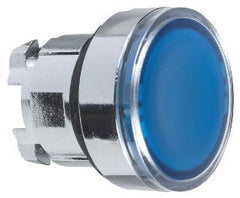Square D ZB4BA68 Illuminated push button head, metal, flush, blue, Ø22, spring return, integral LED, for insertion legend, unmarked | Blackhawk Supply