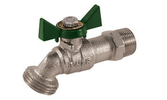 Jomar 201-208G T-632NKG | 3/4" | Hose Bibb Ball Valve | Nickel Plated | Threaded Connection | Quarter Turn | 200 WOG | with No Kink | Blackhawk Supply