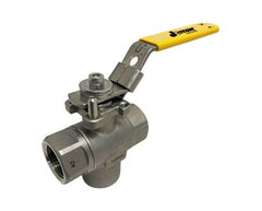 Jomar 500-205 1" Stainless Steel Ball Valve, 2 Piece, Reduced Port, 3 Way Dispenser, Threaded Connection, 1000 WOG | Blackhawk Supply