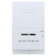 Resideo T827K1009 VERTICAL HEAT ONLY 12 VDC OR 750MV MECHANICAL THERMOSTAT. TERMINALS: R, W. SCALE: 50-90F. SYSTEM SWITCH: HEAT/OFF. NO FAN SWITCH | Blackhawk Supply