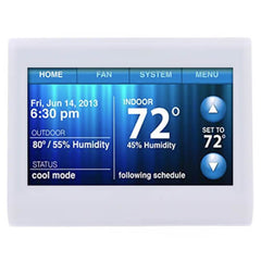 Resideo TH9320WF5003 WI-FI 9000. 7 DAY PROGRAMMABLE COLOR TOUCHSCREEN THERMOSTAT WITH WI-FI BUILT-IN. UP TO 3H/2C HEAT PUMP OR UP TO 2H/2C CONVENTIONAL. WHITE COLOR | Blackhawk Supply