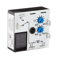 THR-13161-04-33J | Repeat cycle (OFF 1st) | 240V AC | 10A SPDT | 0.6 - 60 seconds | 0.1 - 10 hours | Encapsulated | Analog | Macromatic