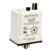 TR-6122U | Triggered On Delay | 12-125V DC 24-240VAC | 10 amp DPDT | 50ms-100 Hrs | Plug-in | Macromatic