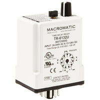 TR-6192U | Off Delay | 12-125V DC 24-240VAC | 10 amp DPDT | 50ms-100 Hrs | Plug-in | Macromatic